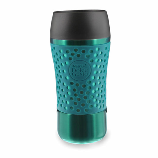 Nescafé Dolce Gusto Thermobecher Pop mit Deckel, Coffee to Go Thermo Becher, Travel Mug, Kunststoff, Metallic-Petrol / Schwarz, 310 ml, 12380858