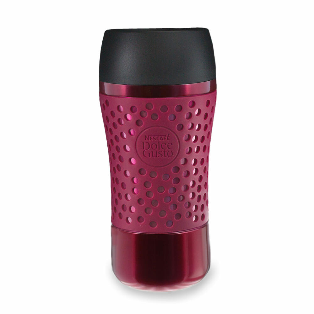 Nescafé Dolce Gusto Thermobecher Pop mit Deckel, Coffee to Go Thermo Becher, Travel Mug, Kunststoff, Metallic-Pink / Schwarz, 310 ml, 12380857