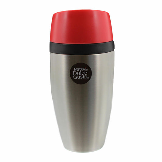 Nescafé Dolce Gusto Travel Mug mit Deckel, Limitierte Edition, Edelstahl / Kunststoff, Silberfarben / Rot, 350 ml, 12320613