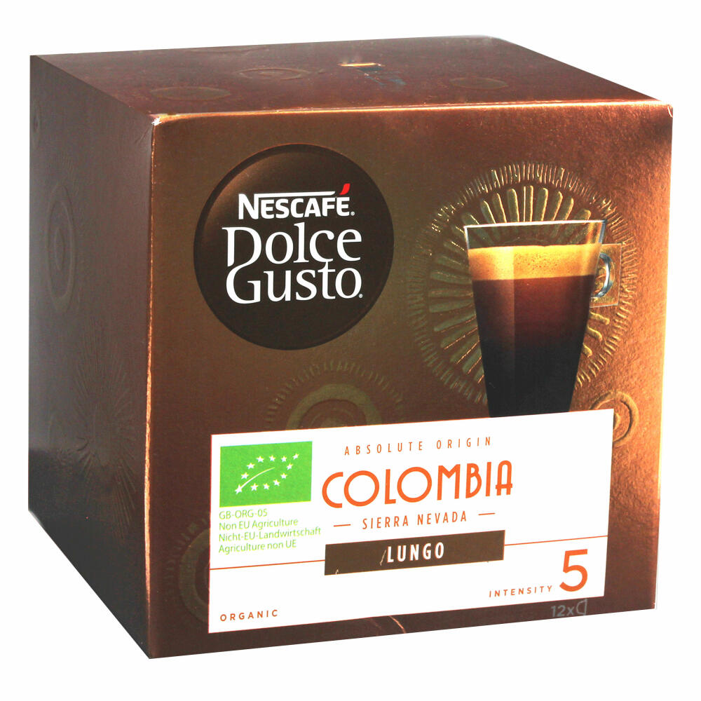 Nescafé Dolce Gusto Absolute Origin Colombia Sierra Nevada Lungo, Kaffee Kapsel, Kaffeekapsel, Röstkaffee, Bio, 12 Kapseln