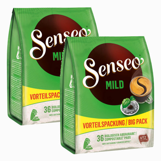 Senseo Mild Kaffeepads, für alle Padmaschinen, Kaffee, Raffiniert und Fein, 72 Kaffee Pads, á 6.9 g