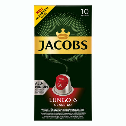 Jacobs Lungo 6 Classico, Kaffeekapseln, Nespresso Kompatibel, Kaffee, 40 Kapseln, á 5.2 g