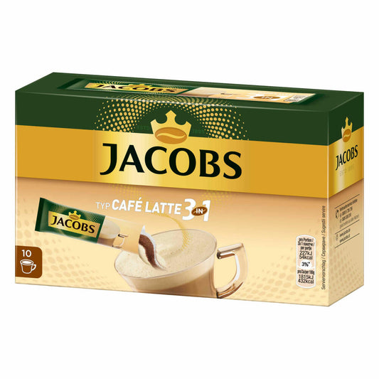 Jacobs 3in1 soluble coffee, type Café Latte, instant coffee, 10 cup portions