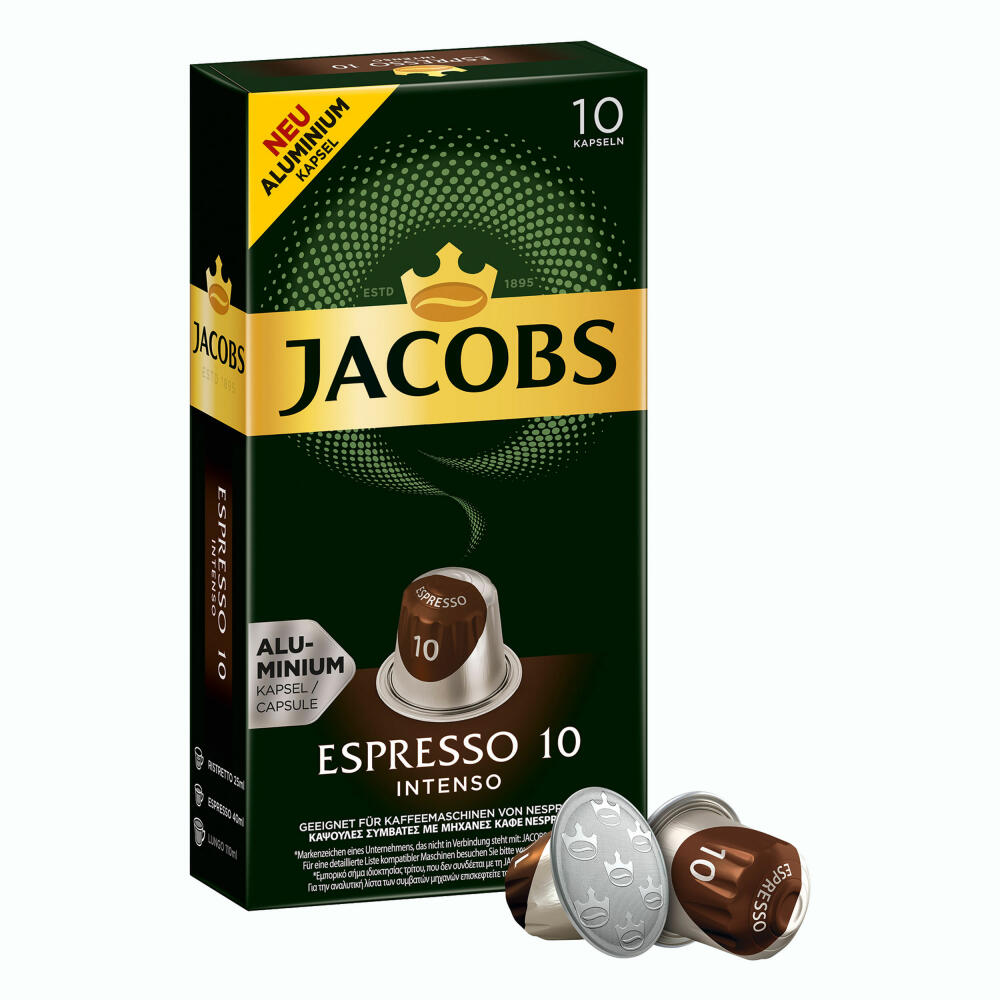 Jacobs Espresso 10 Intenso, Coffee Capsules, Nespresso Compatible, Coffee, 30 Capsules, á 5.2 g