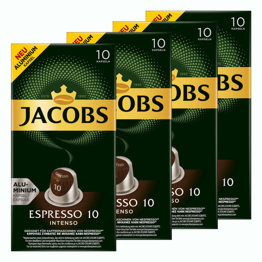 Jacobs Espresso 10 Intenso, Kaffeekapseln, Nespresso Kompatibel, Kaffee, 40 Kapseln, á 5.2 g