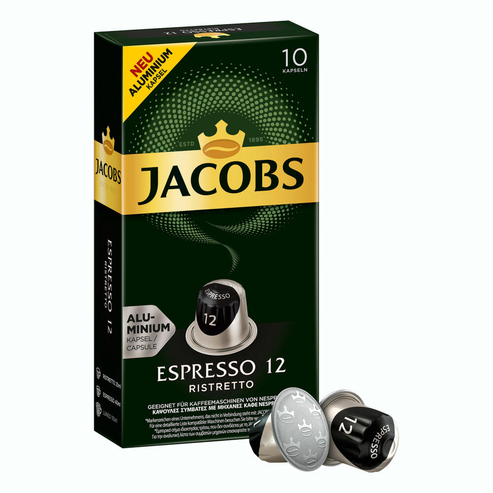 Jacobs Espresso 12 Ristretto, Coffee Capsules, Nespresso Compatible, Coffee, 30 Capsules, á 5.2 g