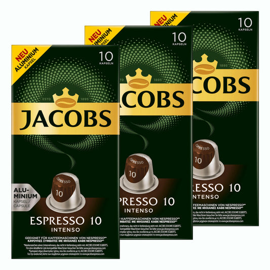 Jacobs Espresso 10 Intenso, Kaffeekapseln, Nespresso Kompatibel, Kaffee, 30 Kapseln, á 5.2 g