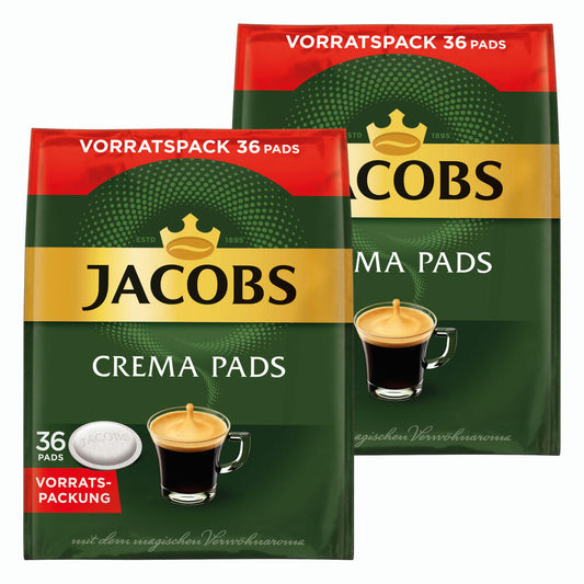 Jacobs Crema coffee pads, bulk pack, for all pad machines, 72 coffee pads, á 6.6 g