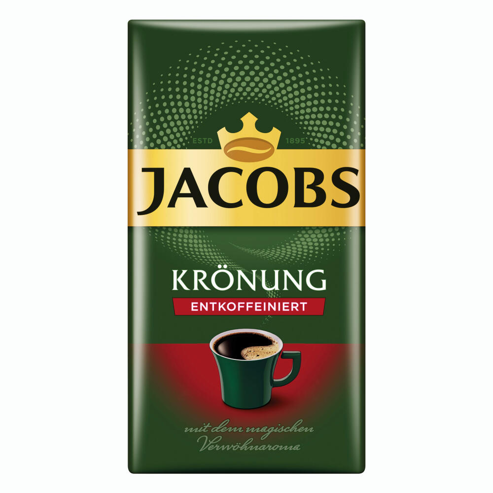 Jacobs Krönung Decaffeinated, ground roasted coffee, filter coffee, coffee, 500 g