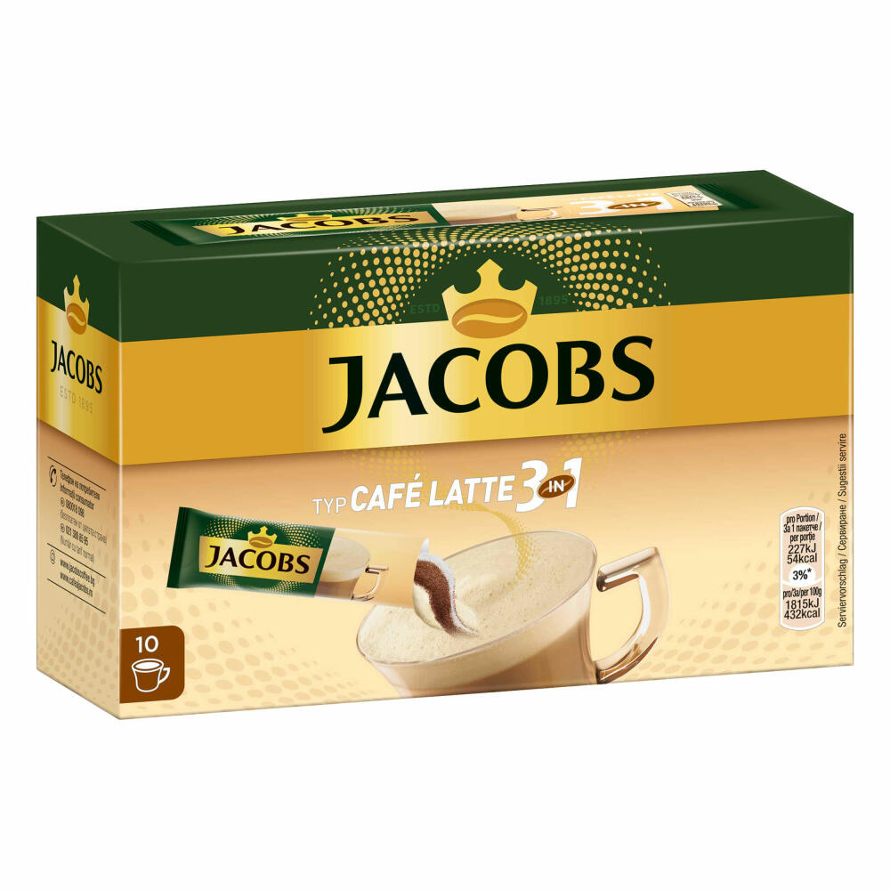 Jacobs 3in1 löslicher Kaffee, Typ Café Latte, Instantkaffee, 50 Becherportionen