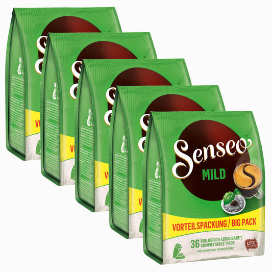 Senseo Mild Kaffeepads, für alle Padmaschinen, Kaffee, Raffiniert und Fein, 180 Kaffee Pads, á 6.9 g