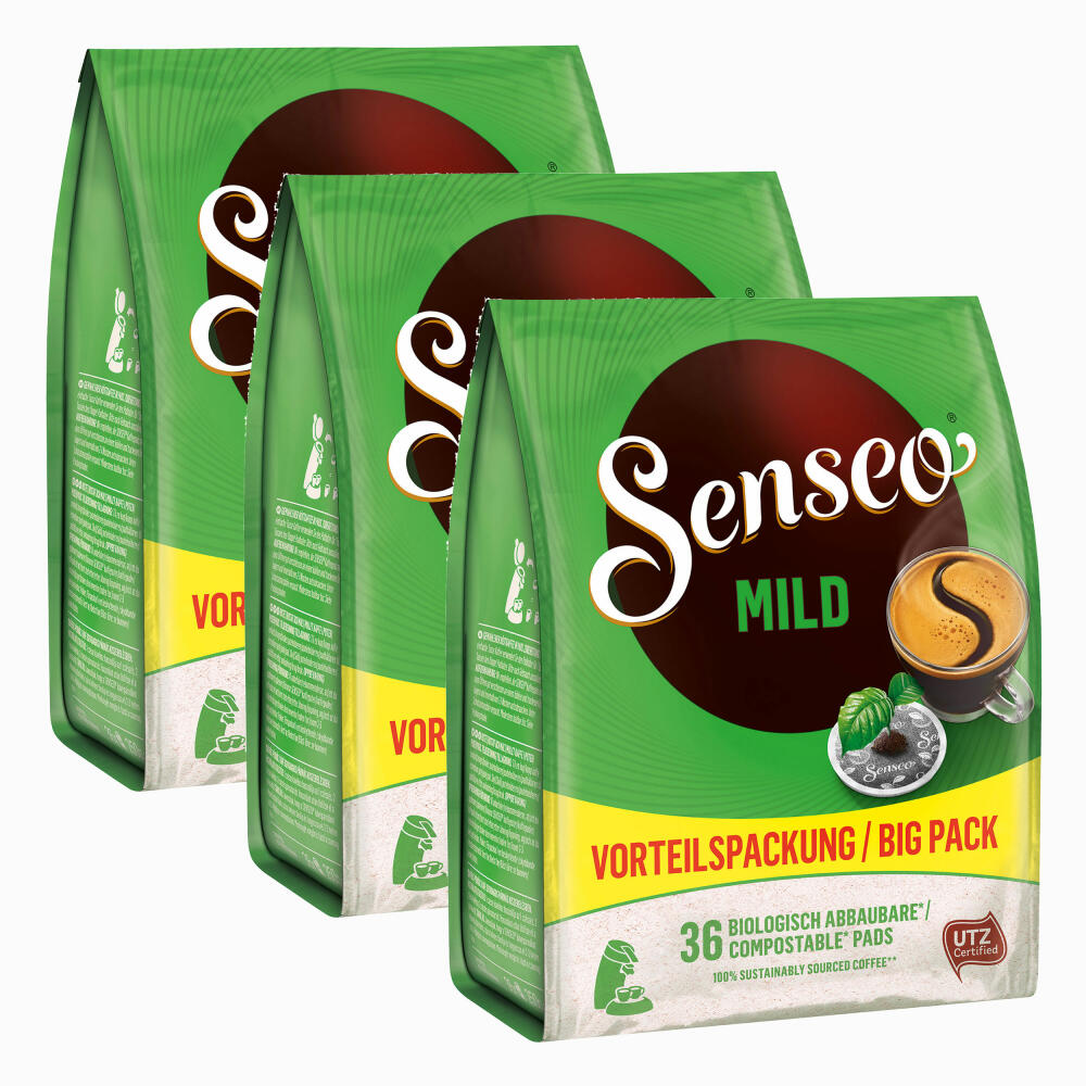 Senseo Mild Kaffeepads, für alle Padmaschinen, Kaffee, Raffiniert und Fein, 108 Kaffee Pads, á 6.9 g