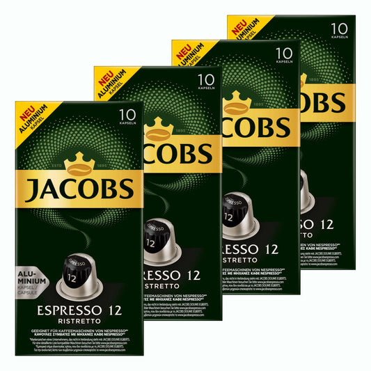 Jacobs Espresso 12 Ristretto, Coffee Capsules, Nespresso Compatible, Coffee, 40 Capsules, 5.2 g each