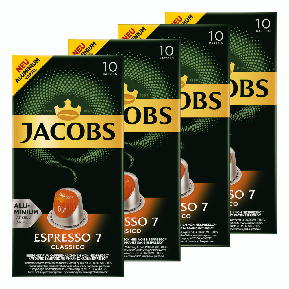 Jacobs Espresso 7 Classico, Kaffeekapseln, Nespresso Kompatibel, Kaffee, 40 Kapseln, á 5.2 g