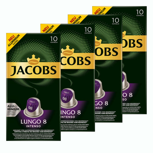 Jacobs Lungo 8 Intenso, coffee capsules, Nespresso compatible, coffee, 40 capsules, á 5.2 g