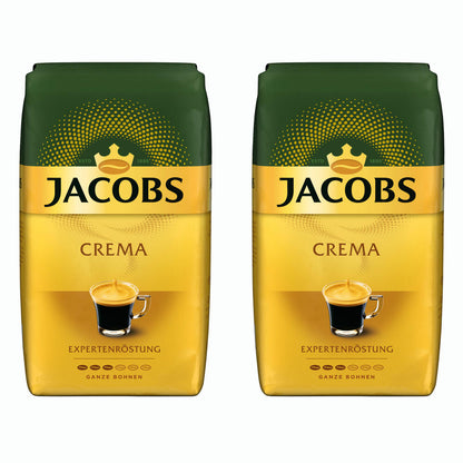 Jacobs Crema Expertenröstung, Bohnenkaffee, ganze Bohnen, Röstkaffee, Kaffeebohnen, 2 x 1000 g