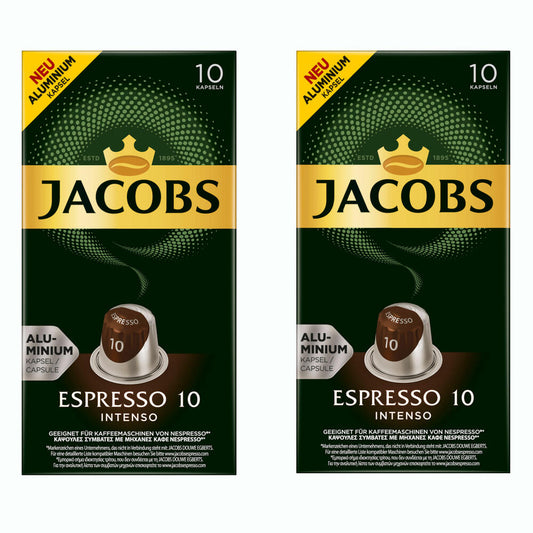 Jacobs Espresso 10 Intenso, Coffee Capsules, Nespresso Compatible, Coffee, 20 Capsules, 5.2 g each