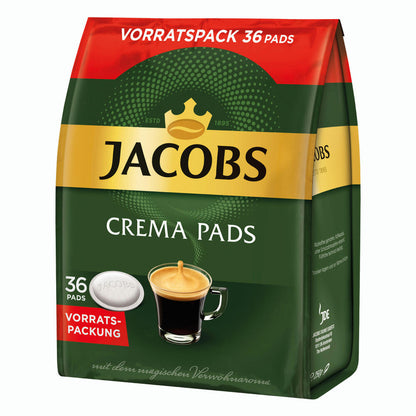 Jacobs Crema coffee pads, bulk pack, for all pad machines, 144 coffee pads, á 6.6 g