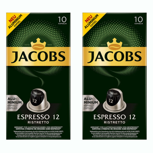 Jacobs Espresso 12 Ristretto, Kaffeekapseln, Nespresso Kompatibel, Kaffee, 20 Kapseln, á 5.2 g