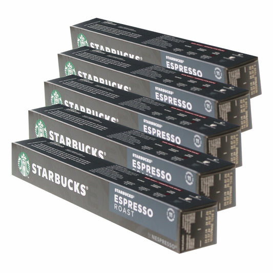 Starbucks Espresso Roast Coffee, Set of 5, Dark Roast, Roasted Coffee, Nespresso Compatible, Coffee Capsules, 50 Capsules