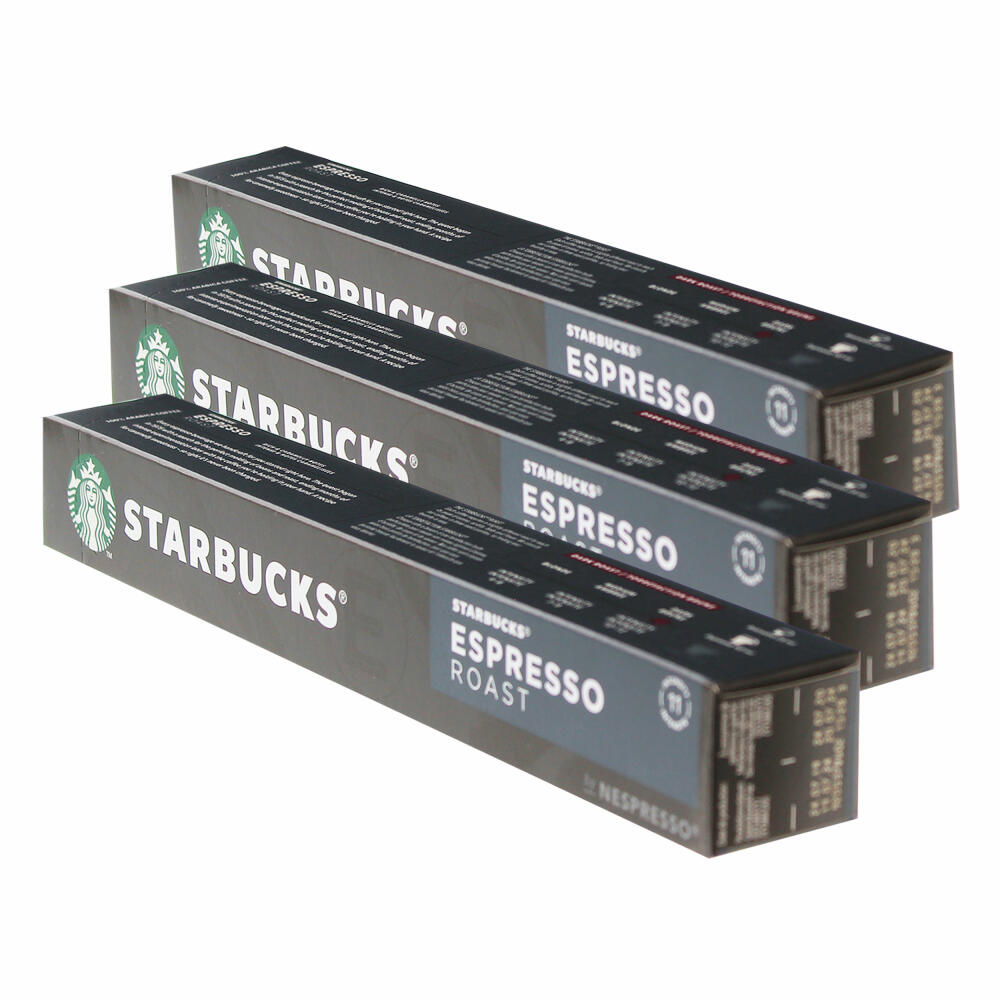 Starbucks Espresso Roast Kaffee, 3er Set, Dark Roast, Röstkaffee, Nespresso kompatibel, Kaffeekapseln, 30 Kapseln