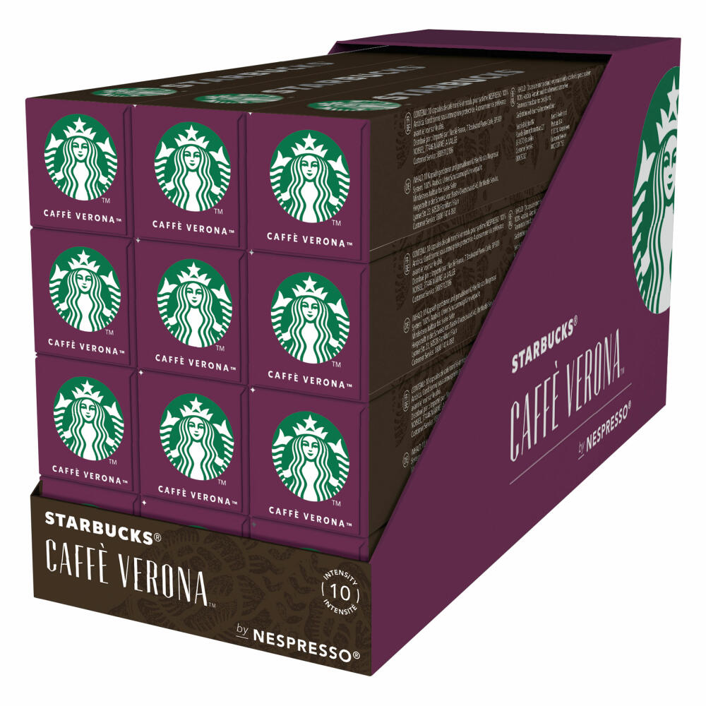 Starbucks Caffè Verona Coffee, Set of 12, Dark Roast, Roasted Coffee, Nespresso Compatible, Coffee Capsules, 120 Capsules