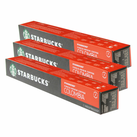 Starbucks Single Origin Colombia Coffee, Set of 3, Medium Roast, Roasted Coffee, Nespresso Compatible, Coffee Capsules, 30 Capsules