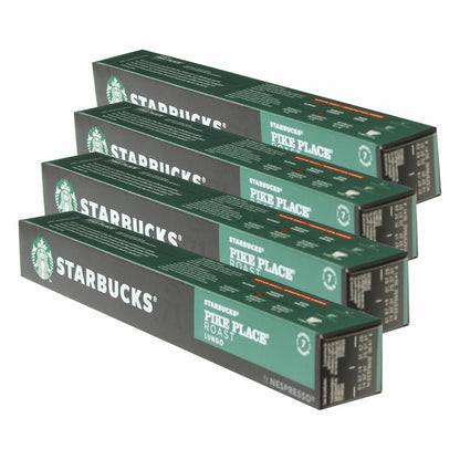 Starbucks Pike Place Roast Kaffee, 4er Set, Lungo, Medium Roast, Röstkaffee, Nespresso kompatibel, Kaffeekapseln, 40 Kapseln