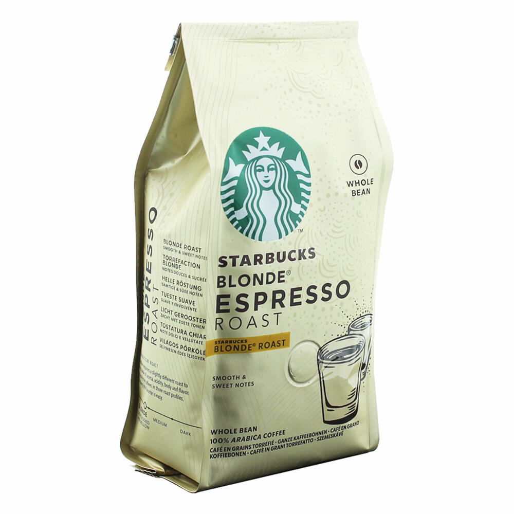 Starbucks Blonde Espresso Kaffee, 3er Set, Blonde Roast, Röstkaffee, Samtig und Süß, Ganze Bohnen, 3 x 200 g