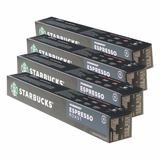 Starbucks Espresso Roast Kaffee, 4er Set, Dark Roast, Röstkaffee, Nespresso kompatibel, Kaffeekapseln, 40 Kapseln