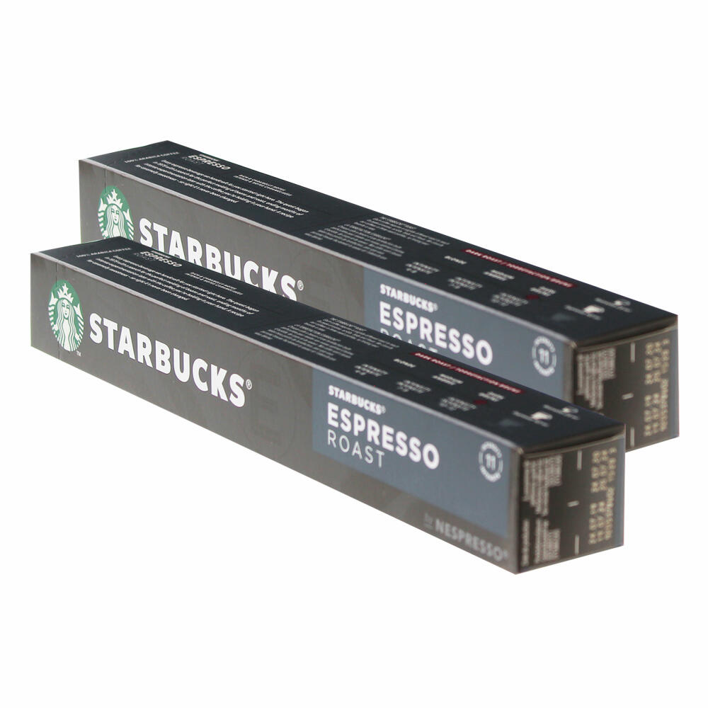 Starbucks Espresso Roast Coffee, Set of 2, Dark Roast, Roasted Coffee, Nespresso Compatible, Coffee Capsules, 20 Capsules