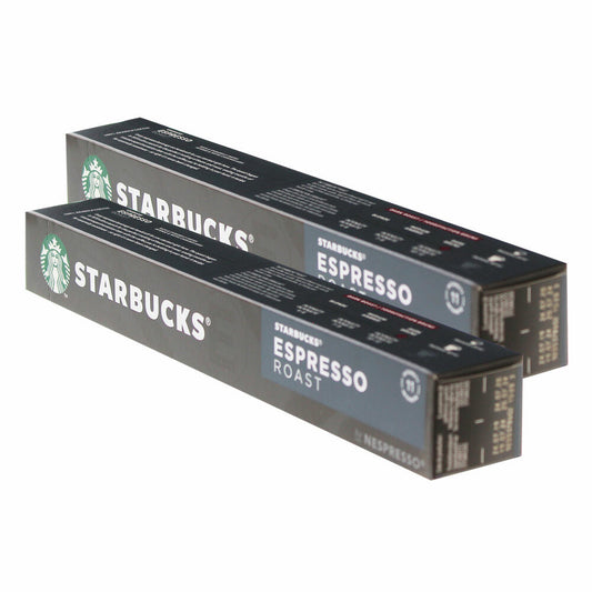 Starbucks Espresso Roast Kaffee, 2er Set, Dark Roast, Röstkaffee, Nespresso kompatibel, Kaffeekapseln, 20 Kapseln