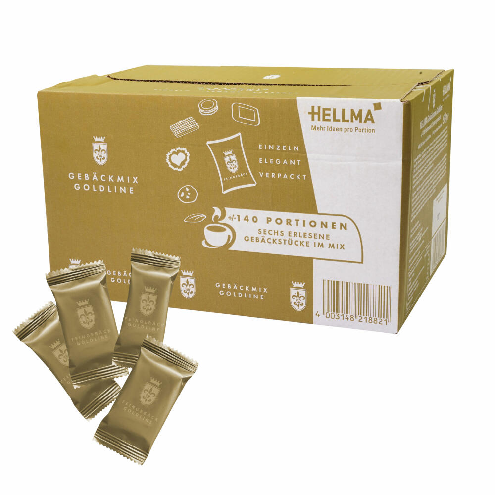 HELLMA Gebäckmix Goldline, Kaffeegebäck, 6 Sorten Kaffeekekse, 140 Stück