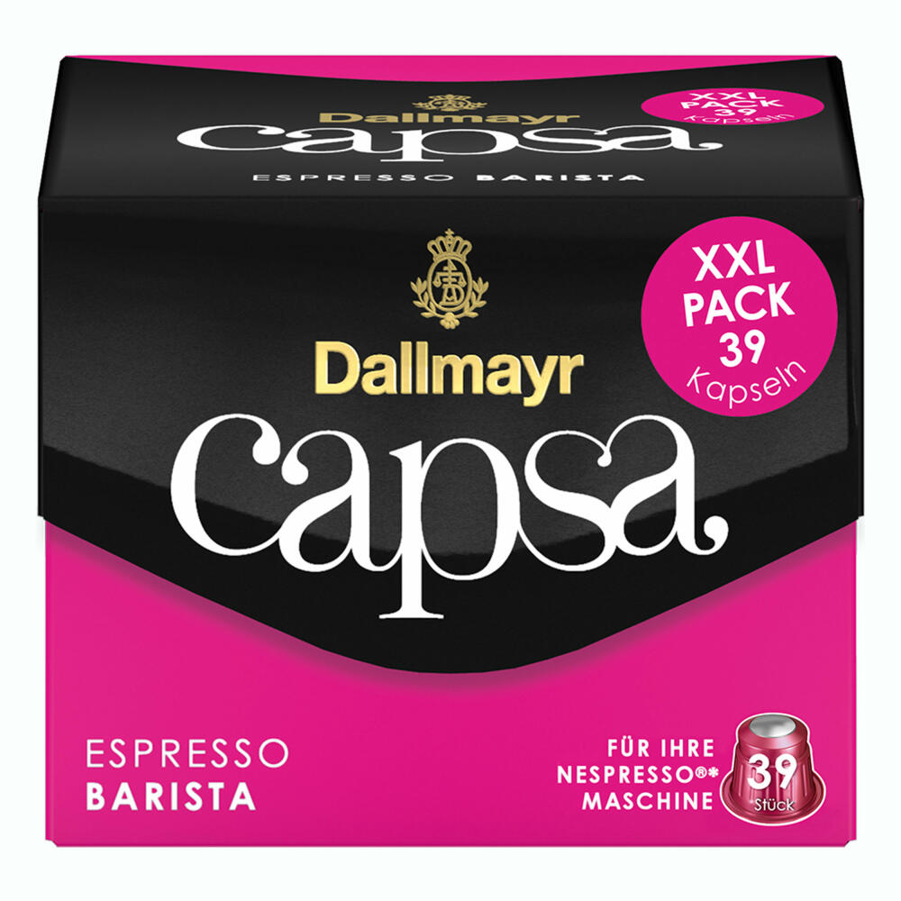 Dallmayr Capsa Espresso Barista XXL, Nespresso Kompatibel Kapsel, Röstkaffee, Kaffee, 39 Kapseln á 5.6 g