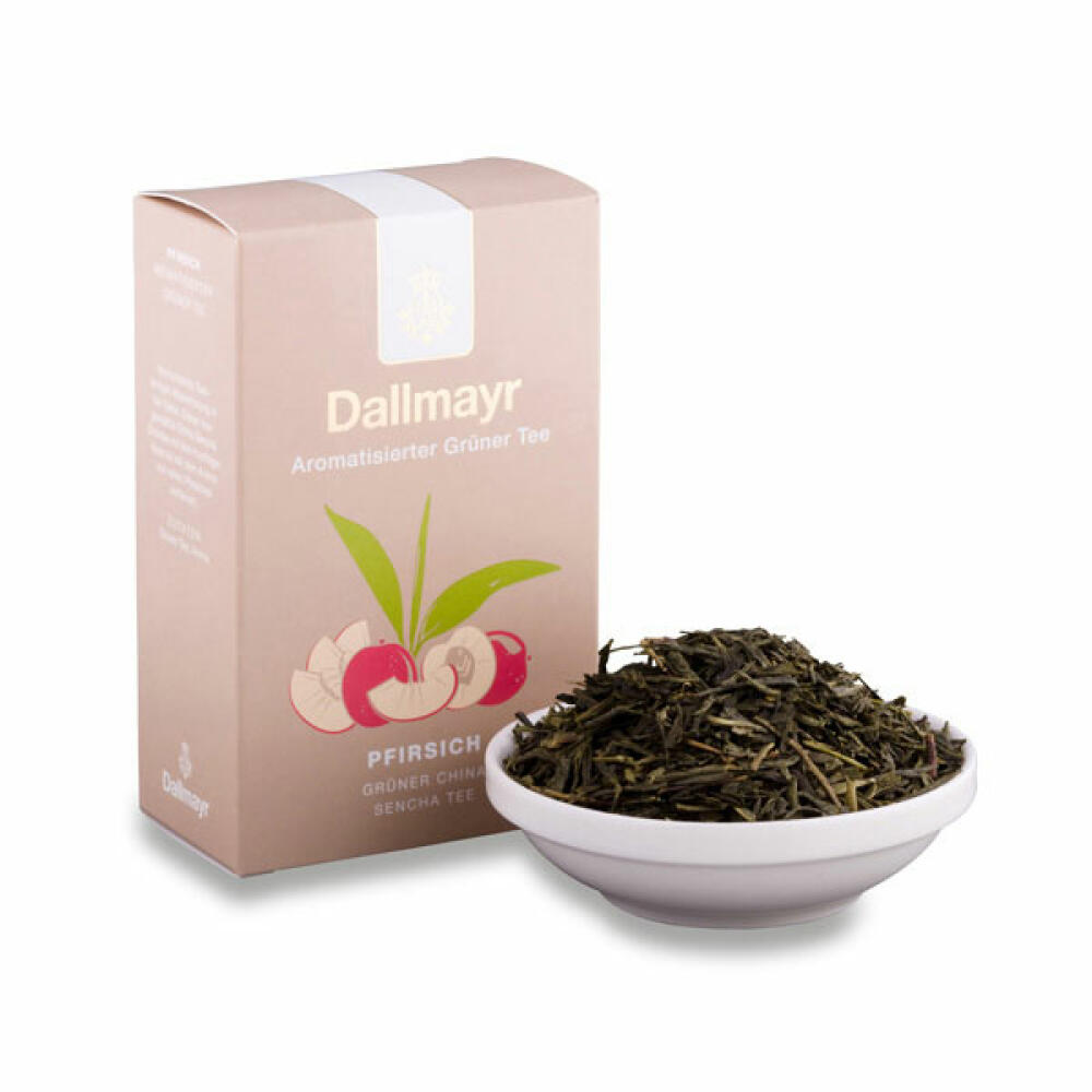 Dallmayr Aromatisierter Grüntee China Sencha Pfirsich, Grüner Tee, Japanischer Grüntee, Loser Tee, Fein Fruchtig, 100 g