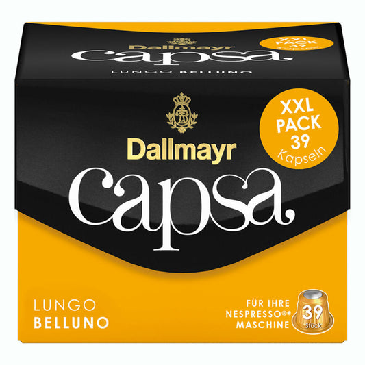 Dallmayr Capsa Lungo Belluno XXL, Nespresso Compatible Capsule, Roasted Coffee, Coffee, 39 Capsules á 5.6 g