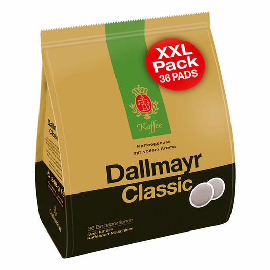 Dallmayr Classic Coffee Pads XXL, for all pad machines, roasted coffee, coffee, mild, 36 pads