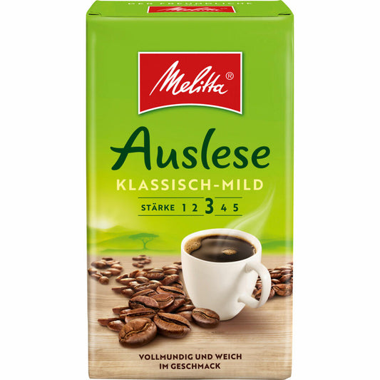 Melitta Cafe Auslese Klassisch-Mild, gemahlener Röstkaffee, Kaffee, Filterkaffee, 500 g