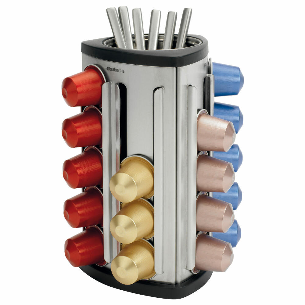 Brabantia Kitchen Helper System Kitchen Today, Dispenser for 30 Nespresso Coffee Capsules, Standing, Matt Stainless Steel, 418709