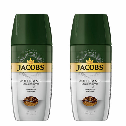 Jacobs Millicano coffee composition, soluble coffee, instant coffee, pack of 2, 2 x 100g