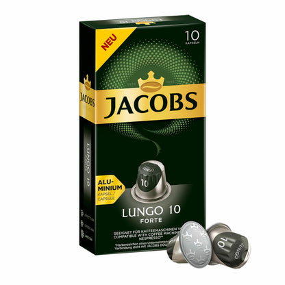 Jacobs Lungeo 10 Forte 10er Set, Kaffeekapseln, Nespresso Kompatibel, Kaffee, 10x10 Kapseln, á 5.2 g