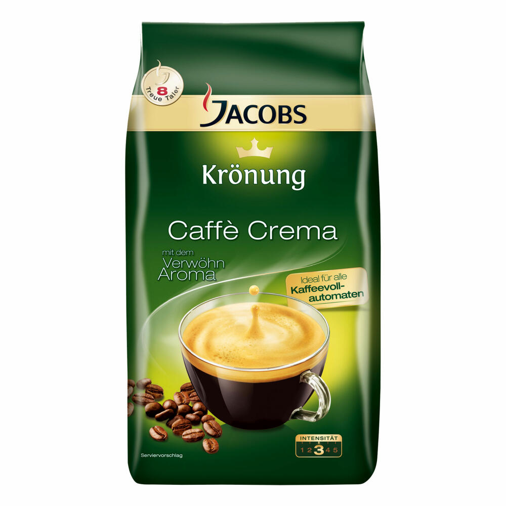 Jacobs Krönung Caffè Crema, set of 4, roasted coffee, coffee, whole beans, coffee beans, 4 x 1000 g