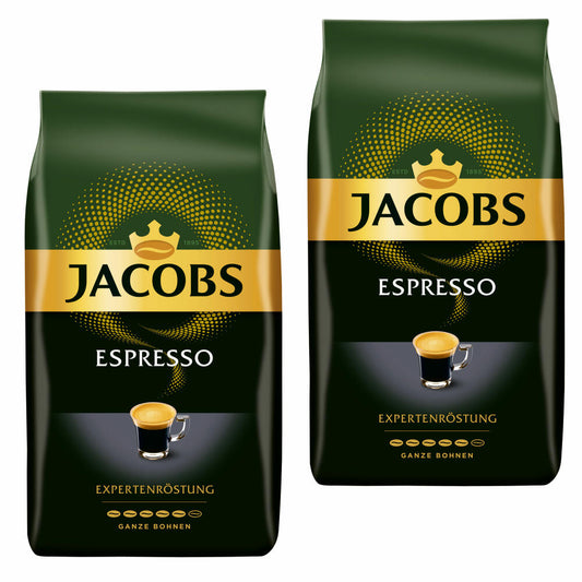 Jacobs Espresso Expertenröstung, Röstkaffee, Kaffee, ganze Bohnen, Kaffeebohnen, 2 x 1000g