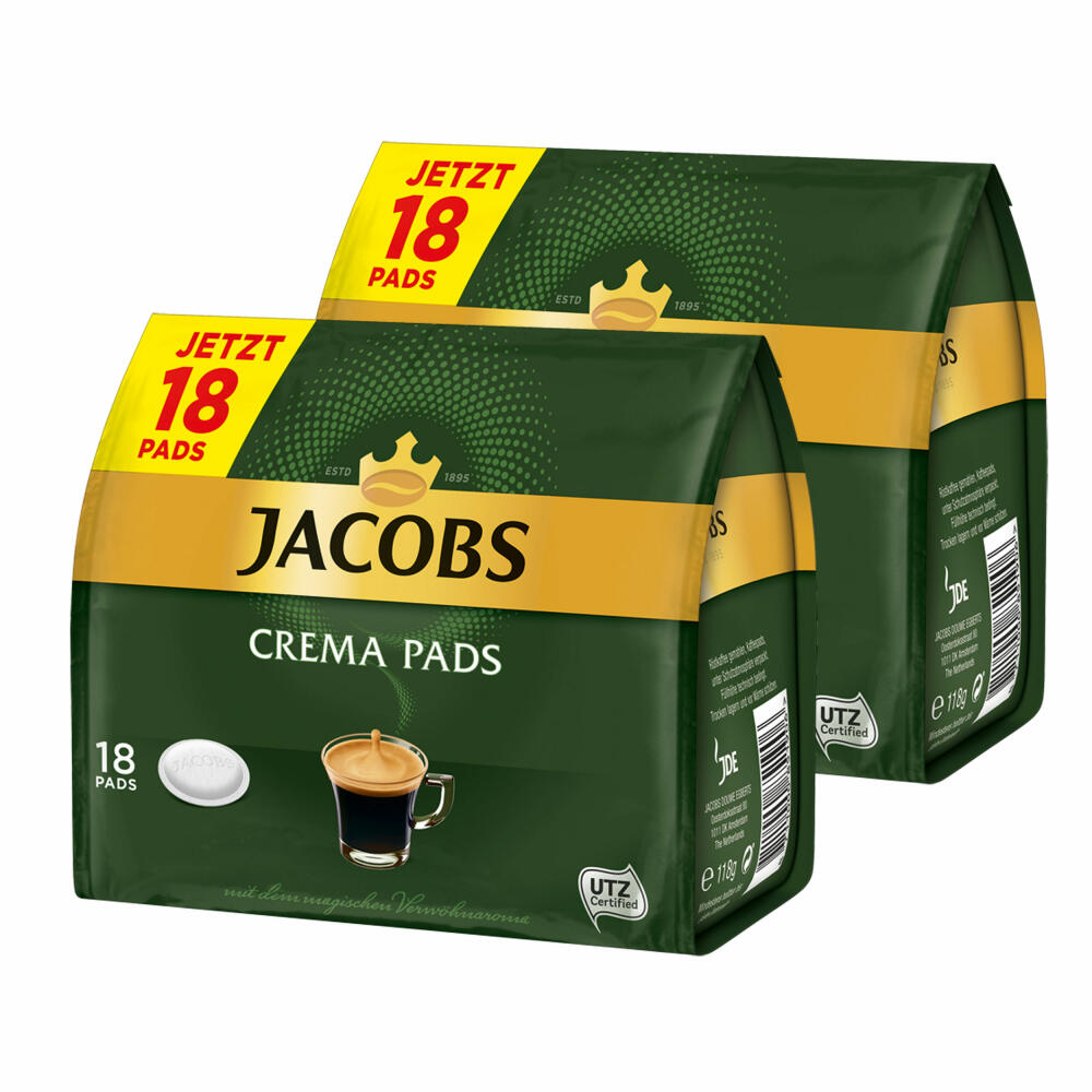 Jacobs Kaffeepads Crema Pads, Klassisch, Samtiger & Weicher Geschmack, Kaffee, 36 Pads