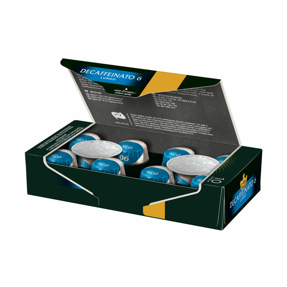 Jacobs Decaffeinato 6 Lungo 10er Set, Kaffeekapseln, Nespresso Kompatibel, Kaffee, 10 x 10 Kapseln, á 5.2 g