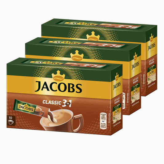 Jacobs 3in1 löslicher Kaffee, Instantkaffee, 3er Pack, 3 x 10 Becherportionen