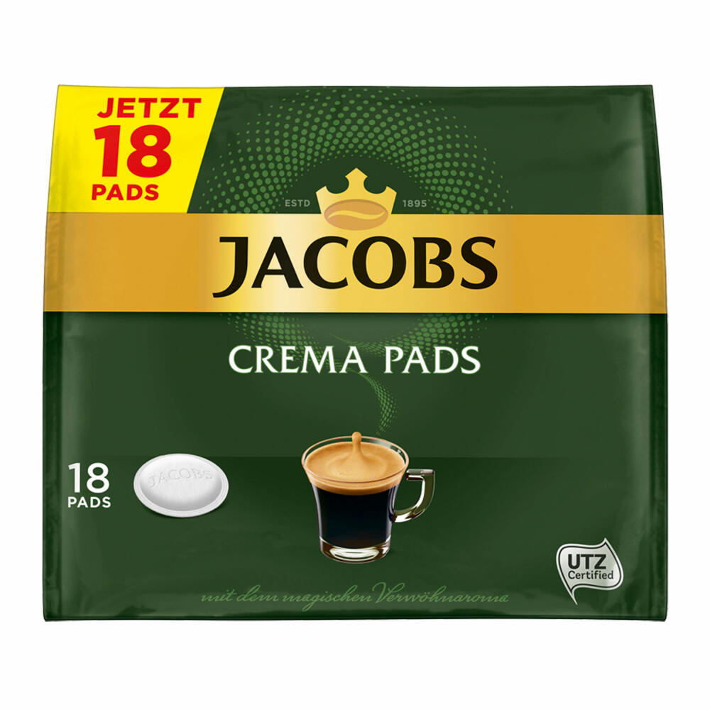 Jacobs Coffee Pads Crema Pads, Classic, Velvety &amp; Soft Taste, Coffee, 36 Pads