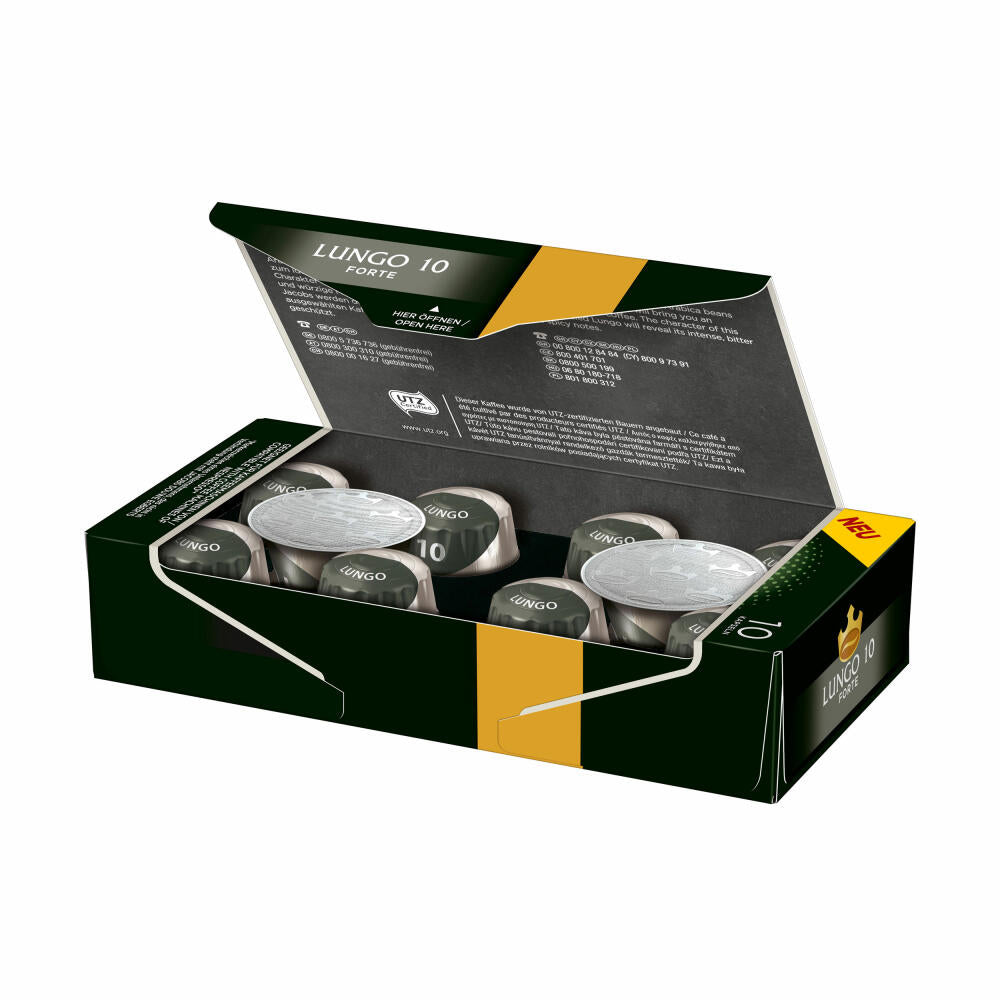 Jacobs Lungeo 10 Forte Set of 2, Coffee Capsules, Nespresso Compatible, Coffee, 2x10 Capsules, á 5.2 g