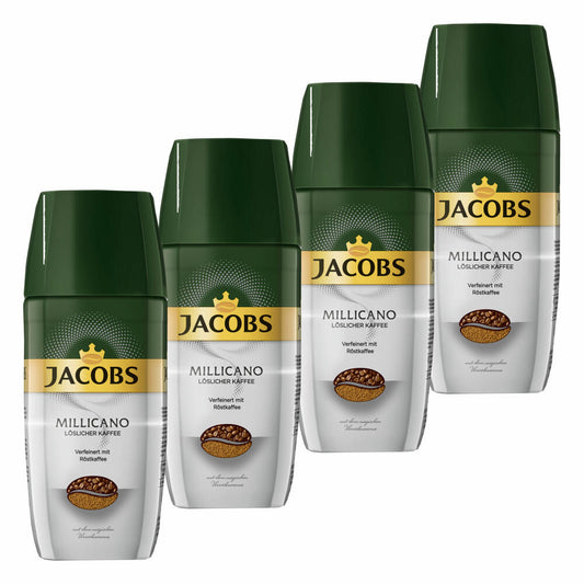 Jacobs Millicano coffee composition, soluble coffee, instant coffee, pack of 4, 4 x 100g