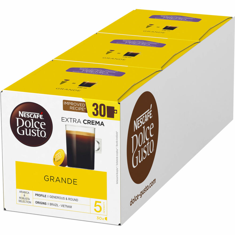 Nescafé Dolce Gusto Grande Vorratsbox 3er Set, Kaffee, mit Crema, Kaffeekapseln, 3 x 30 Kapseln